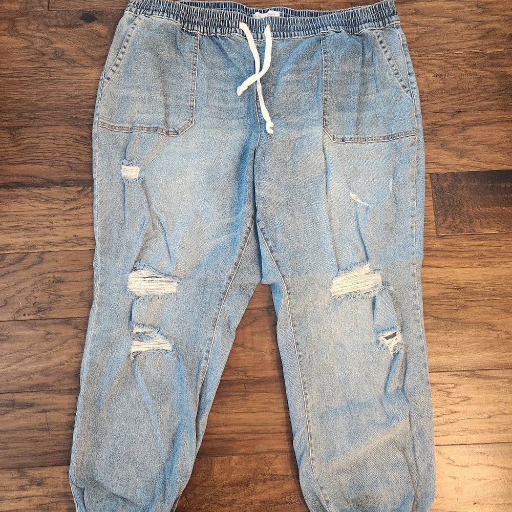 Lane Bryant distressed denim jogger Sz 22